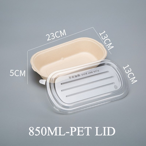 Kotak Makanan 850ml Ramah Lingkungan, Sekali Pakai, Biodegradable, Terbuat dari Bahan Daur Ulang, Wadah Salad dari Kertas Kraft, Kotak Makan Siang Sushi - Product Image 3