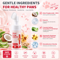 DONO Mousse Nettoyante pour Pattes d'Animaux Sans Rinçage Formule Sûre à Lécher PH Équilibré 150ml Brosse en Silicone Nettoyage en Profondeur Hydratant Désodorisant Soin des Pattes