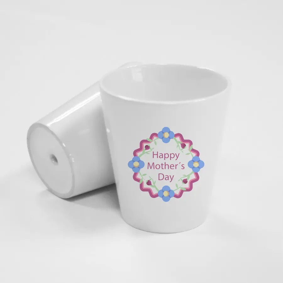 Topjlh Pot de fleur en céramique cône de Sublimation 12oz Pot de plante avec trou