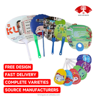 Op maat gemaakte onregelmatig gevormde zwarte handventilator van PP-plastic met sublimatieprint voor bedrijfspromotie en reclame