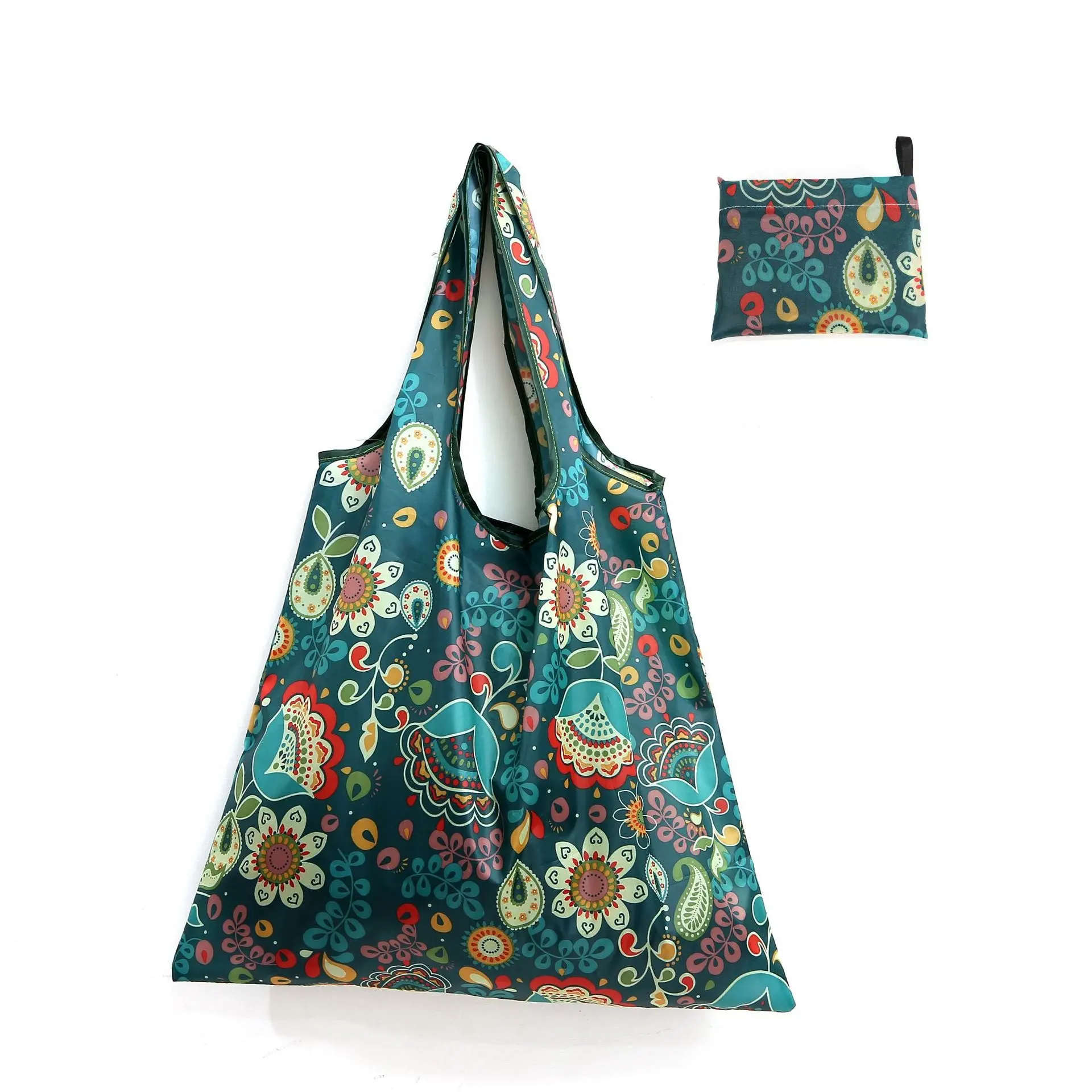 XM-ML2902 Big Size Polyester Foldable Shoulder Bag for Grocery Shopping Polyester Foldable Shoulder Bag Canvas Tote Bag