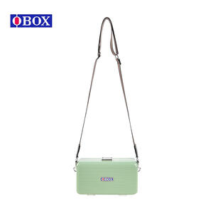 Trousse de maquillage Obox en alliage d'aluminium, verrouillable, design rayé, portable, pour organiser les bijoux à la maison, rose et noir - Product Image 2