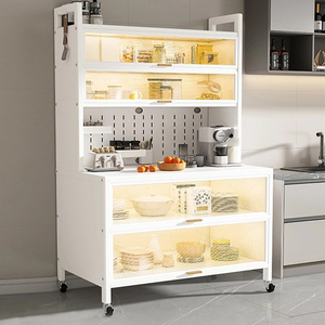Offre Spéciale étagère de rangement de cuisine non pliante à <span class=keywords><strong>4</strong></span> niveaux avec porte rabattable pour le garde-manger des boulangers pour une organisation efficace de la cuisine - Product Image 5