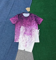 Vêtements de sport pour hommes personnalisés avec logo, ensemble décontracté à manches courtes, chemises à motifs dégradés, vêtements de course et d'entraînement, vente en gros