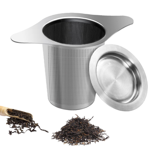 Xách tay công suất lớn bằng thép không gỉ trà Infuser Giỏ gấp tính năng kim loại trà lọc Nắp hiện đại Matte kết thúc trà lọc - Product Image 2