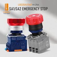 Interrupteur d'arrêt d'urgence à bouton-poussoir en aluminium LANBOO 22 mm SA1/SA2, IP65, LED rouge et verte, 1NC 2NC 1NO1NC 2NO 250VAC