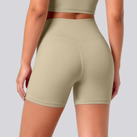 Shorts de yoga personnalisés en gros à séchage rapide, motif uni, respirants, rehausseurs de fessiers, pour la course, le sport et le fitness, shorts de gym taille haute