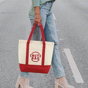 Borsa Shopper Grande Personalizzata <span class=keywords><strong>con</strong></span> Logo, Riutilizzabile, in Tela di Cotone Organico, Ricamata, <span class=keywords><strong>con</strong></span> Cerniera e Tasca - Product Image 4