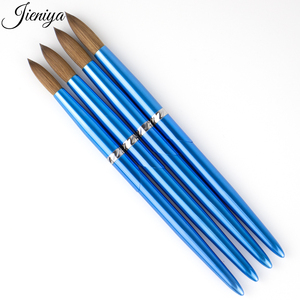 Pinceau à ongles ovale bleu, manche métallique, outils professionnels <span class=keywords><strong>pour</strong></span> la <span class=keywords><strong>peinture</strong></span> des ongles, fournitures, pinceau <span class=keywords><strong>acrylique</strong></span> 100% Kolinsky, à poils frisés, best-seller - Product Image 3