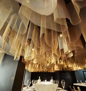 וילון רשת אלומיניום זהוב אלגנטי ישירות מהמפעל - וילון שרשרת לעיצוב פנים ומסך אח - Product Image 3