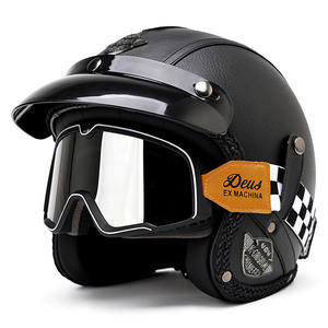 Casque en <span class=keywords><strong>cuir</strong></span> ABS de haute qualité pour adultes, design <span class=keywords><strong>vintage</strong></span> à visage ouvert, style chopper classique, nouveau ABS pour <span class=keywords><strong>moto</strong></span>, cruiser, vélo - Product Image 1