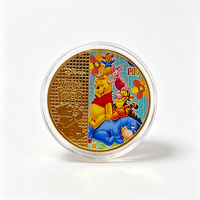 Pièce de monnaie commémorative 2026 Personnage de dessin animé Ours Mignon Ami du Miel, 5 designs, en métal plaqué or, avec étui