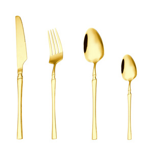 Ensemble de 4 couverts modernes en acier inoxydable à finition miroir, taille fine, jetables, pour hôtel, steak occidental, couteau, fourchette, plat principal - Product Image 5