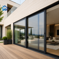 Porte coulissante panoramique en aluminium à double vitrage trempé, haute performance, multi-panneaux, insonorisée, pour intérieur/extérieur