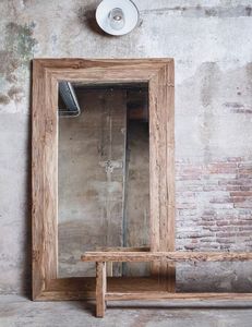 SK320 Vietnam Antique Custom Beauty Decorative Rectangular Reclaimed Wood <b>Frame</b> Distressed Natural Wall Mirror - Product Image 1
