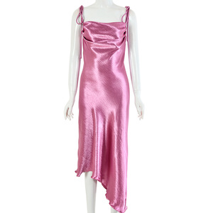 Vestido Midi sin Mangas y Espalda Descubierta para Mujer, Estilo Europeo Americano, Color Sólido, Diseño Irregular, Ropa de Noche - Product Image 5