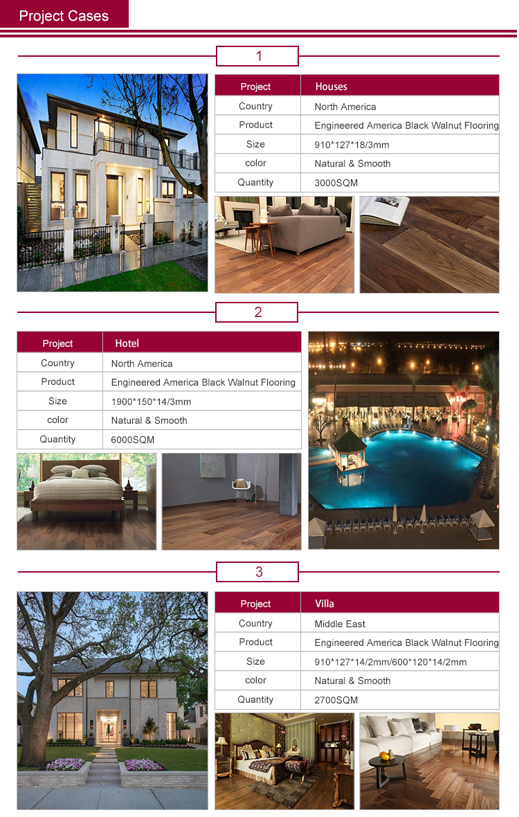 Engineered America black walnut wood flooring hardwood parquet in natural color factory directly sell for home decoration