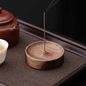 Black Walnut Zen Circular Incense Base New Chinese Solid Wood Aromatherapy <b>Diffuser</b> for <b>Plug</b>-<b>In</b> Incense Household Use - Product Image 3