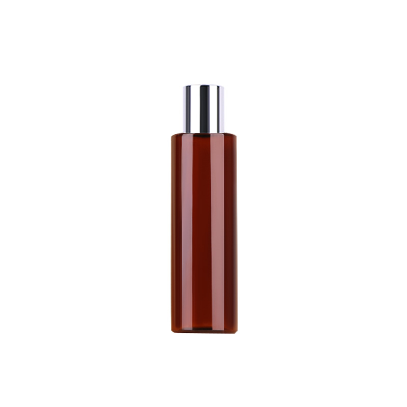 Amber bottle with silver cover