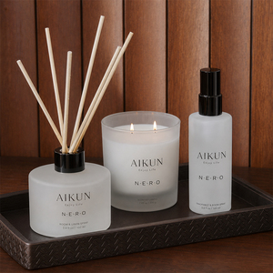 AIKUN Fournisseur OEM Ensemble de bougies parfumées en verre et diffuseurs à bâtonnets en cire de soja naturelle pour hall d'hôtel, spa, salon - Product Image 2