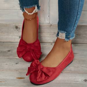 QF1 Nouvelle collection Printemps <span class=keywords><strong>Chaussures</strong></span> plates à bout pointu avec nœud style coréen pour femme, grandes tailles, à enfiler, confortables et simples pour l'extérieur - Product Image 1