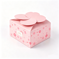 Boîte d'emballage en carton recyclable personnalisée, rose adorable, pour cadeau d'anniversaire, de Nouvel An, avec gaufrage et pelliculage mat