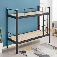 Lit superposé double moderne le plus vendu pour dortoir scolaire avec cadre métallique et bureau en fer noir pour usage commercial