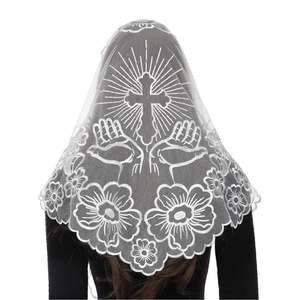 <span class=keywords><strong>Voile</strong></span> de cérémonie catholique en dentelle espagnole brodée, motif croix <span class=keywords><strong>triangulaire</strong></span>, <span class=keywords><strong>voile</strong></span> de cérémonie en dentelle - Product Image 4