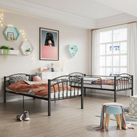 Vente en gros de lit en métal blanc de haute qualité divisé en 2 lits simples pour dortoir