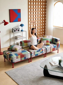 Ensemble de canapés modulaires pour salon au design moderne avec tissu et <span class=keywords><strong>bois</strong></span> massif, une table de mahjong confortable - Product Image 3