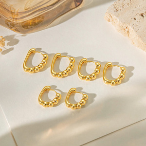 Hoop Earrings Geometric <b>Beaded</b> Gold Women's Wedding Jewelry EKA-032 EKA-033 EKA-034 - Product Image 1