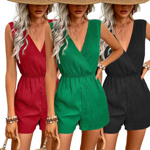 เสื้อผ้าแฟชั่นชีฟองเลดี้<span class=keywords><strong>Jumpsuit</strong></span> SurpliceคอสบายๆแขนกุดเอวสูงRomper <span class=keywords><strong>Jumpsuit</strong></span>สําหรับผู้หญิง - Product Image 1