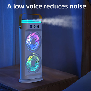 Ventilador de <span class=keywords><strong>Escritorio</strong></span> Recargable USB de Doble Cabezal con Control <span class=keywords><strong>Remoto</strong></span>, Función de Humidificación y Niebla de Hielo para Automóviles y Autocaravanas - Product Image 4