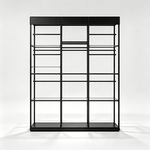 Système d'affichage robuste en métal noir avec étagères pour <span class=keywords><strong>casques</strong></span>, supports de suspension pour équipements et boîtes de rangement pour magasin de motos - Product Image 2