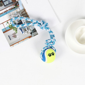 Jouet à mâcher pour chien Zoyi Pet Double Tennis Ball - Corde en <span class=keywords><strong>coton</strong></span> résistante aux morsures - Jeu de la corde - Auto-entretenement - Utilisation quotidienne - Soulagement des poussées dentaires - Product Image 3