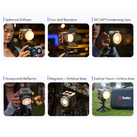 TOLIFO PL-40RGB Lampe vidéo LED COB portable de poche rechargeable 40W RGB pour caméra, idéale pour les créateurs de contenu et la photographie