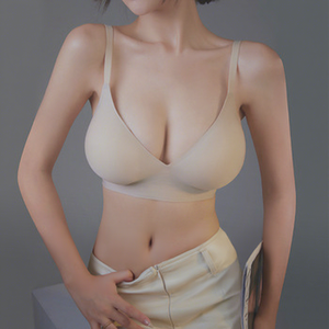 Sujetador sexy de talla grande con cuello en V profundo para mujer, de punto suave con tiras de gel, sin aros, sin costuras, push-up, ¡el más vendido! - Product Image 1