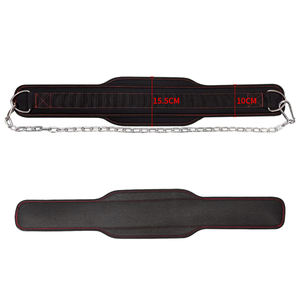 Venta al por mayor logotipo personalizado cadena de metal equipo de entrenamiento Fitness Dip cinturones Powerlifting culturismo EVA neopreno cuero de vaca - Product Image 2