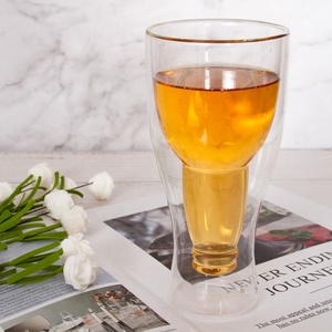 Tazas de <span class=keywords><strong>pub</strong></span> con aislamiento de doble pared, diseño al revés, capacidad para una botella de cerveza completa, cristalería, vasos de cerveza - Product Image 4
