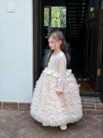 Robe de princesse féerique rose à manches longues pour filles, robe de fête d'anniversaire, robe longue, robe en velours moelleux pour enfants