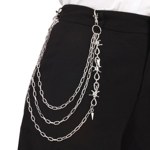 Chaîne de pantalon multicouche Yueli avec pendentif pointe, en argent tibétain, style Hip Hop, chaîne de taille, chaîne de corps pour boîte de nuit - Product Image 5
