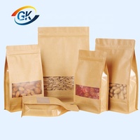 Sacs de conditionnement alimentaire en papier kraft brun à fermeture éclair refermable, debout, pour le stockage des aliments, des cafés, etc.
