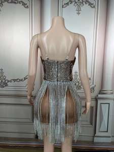 Undefined A6991 Luxury strass <span class=keywords><strong>Mini</strong></span> Party Dress <span class=keywords><strong>trasparente</strong></span> sottile strass strass abiti strass - Product Image 4