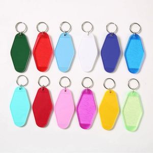 <b>Custom</b> Logo Promotional Blank Color Acrylic Material Key Tags Plastic Retro Vintage Motel Room Hotel <b>Keychain</b> for Logo Printing - Product Image 1