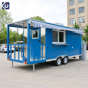 CAMPTRL Remorque alimentaire mobile entièrement équipée en acier inoxydable, cuisine commerciale, chariot de restauration BBQ avec véranda - Product Image 4