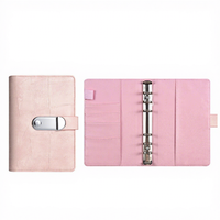 Carnet de budget A6 en cuir PU Macaron, organiseur de trésorerie avec serrure à combinaison, rechargeable à 6 anneaux, personnalisable avec logo