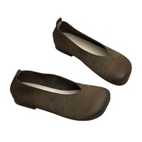 Mocassins artisanaux faits à la main pour femmes, en cuir véritable, à bout carré, taille 26, respirants, légers, chaussures plates simples, toutes saisons