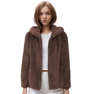 Vente chaude : Manteau en fourrure épais et chaud, couleur unie, grande taille, manches longues, col rabattu, tendance hiver - Product Image 1