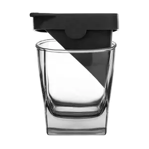 老式创意定制方形威士忌伏特加葡萄酒冰山模具透明玻璃杯杯子不倒翁带硅胶盖男士礼品