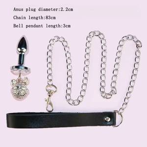 Ensemble de Plaisir pour Femmes Adultes : <span class=keywords><strong>Plug</strong></span> <span class=keywords><strong>Anal</strong></span> Étanche avec Chaîne de <span class=keywords><strong>Laisse</strong></span> et Outils Métalliques - Product Image 3